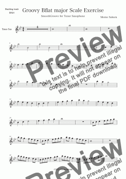 page one of Groovy Bb major scale exercise for Intermediate Tenor Saxophone