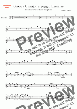 page one of Groovy C major arpeggio exercise for Intermediate Tenor Saxophone