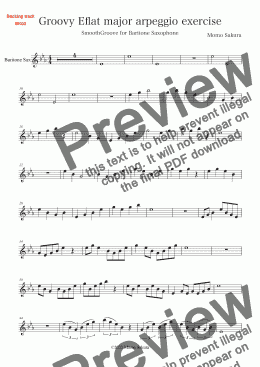 page one of Groovy Eb major arpeggio exercise for Intermediate Baritone Saxophone