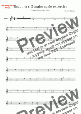 page one of Beginner's G major scale exercise for Flute