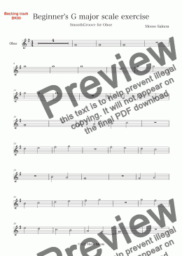 page one of Beginner's G major scale exercise for Oboe