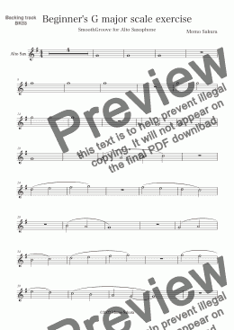page one of Beginner's G major scale exercise for Alto Saxophone