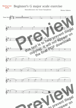 page one of Beginner's G major scale exercise for Tenor Saxophone
