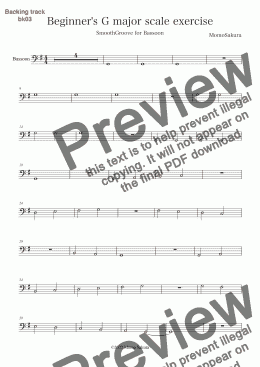 page one of Beginner's G major scale exercise for Baritone Saxophone
