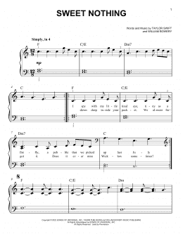 page one of Sweet Nothing (Easy Piano)