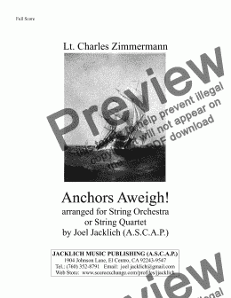 page one of Anchors Aweigh! for String Quartet (modulating)