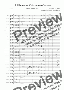 page one of Jubilation (or Celebration) Overture - Weber - Concert Band - Score