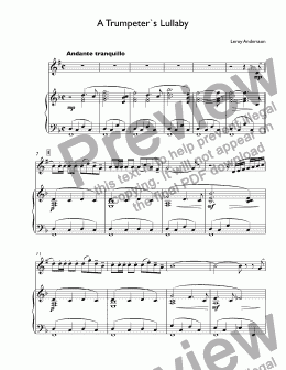 page one of Anderson - A Trumpeter`s Lullaby for trumpet Bb & piano