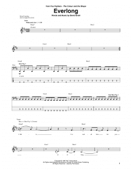 page one of Everlong (Bass Guitar Tab)