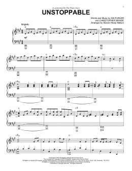 page one of Unstoppable (Piano Solo)