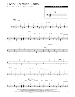 page one of Livin' La Vida Loca (Drum Chart)