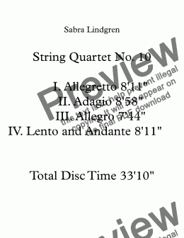 page one of String Quartet No. 10   III. Allegro