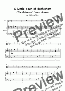 page one of O Little Town of Bethlehem for Solo Viola and Piano