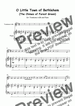 page one of O Little Town of Bethlehem for Solo Trombone in Bb and Piano