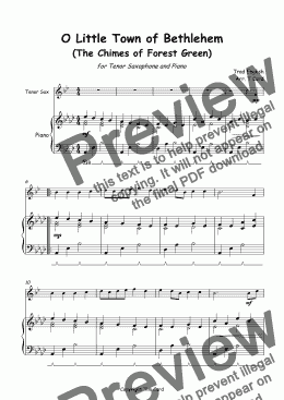 page one of O Little Town of Bethlehem for Solo Tenor Saxophone and Piano