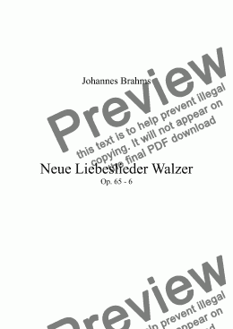 page one of Neue Liebeslieder Walzer Op. 65 - Nº6 Rosen steckt mir an die Mutter