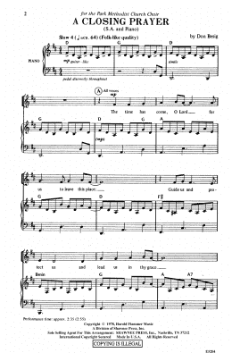 A Closing Prayer (2-Part Choir) - Print Sheet Music Now