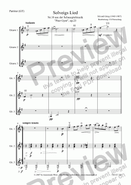 page one of Solveigs Lied, Nr.10 aus der Schauspielmusik  "Peer Gynt", op.23 (GT/Score & Parts)