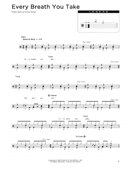 page one of Every Breath You Take (Drum Chart)