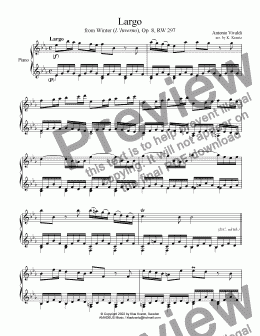 page one of Largo from Winter (L'Inverno) for piano solo (Eb Major)