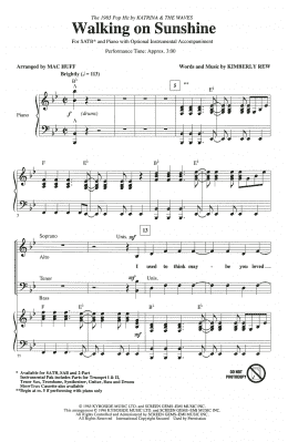 page one of Walking On Sunshine (arr. Mac Huff) (SATB Choir)