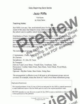 page one of  Jazz Riffs (Easy Concert Band: Beginning / Elementary / Junior / Training Wind Band)