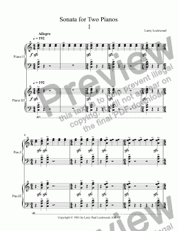 page one of Sonata for Two Pianos (1983)