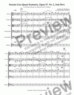 page one of Sonata Una Quasi Fantasia, Opus 57, Nr 2, 2nd MvtSonataUnaFantasiaOpus57Nr2,2ndMvtFull ScoreSCORE