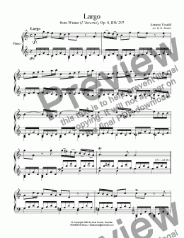 page one of Largo from Winter (L'Inverno) for piano solo (C Major)