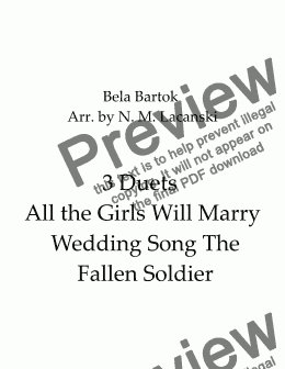 page one of 3 Duets All the Girls Will Marry Wedding Song The Fallen Soldier 