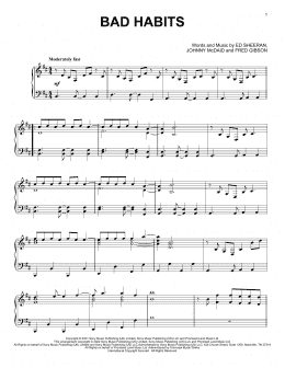 page one of Bad Habits (Piano Solo)