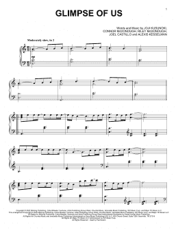 page one of Glimpse Of Us (Piano Solo)