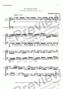 page one of Drei Duos für Violoncello und Gitarre: 3. Perpetuum Mobile (VCP/Score & Parts)