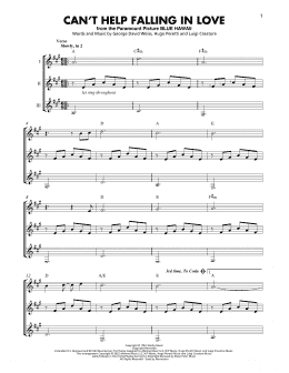 page one of Can't Help Falling In Love (Guitar Ensemble)