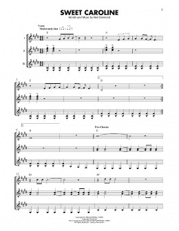 page one of Sweet Caroline (Guitar Ensemble)