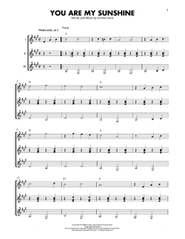 page one of You Are My Sunshine (Guitar Ensemble)