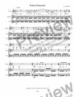 page one of Pomes Penyeach version for voice, violin & viola