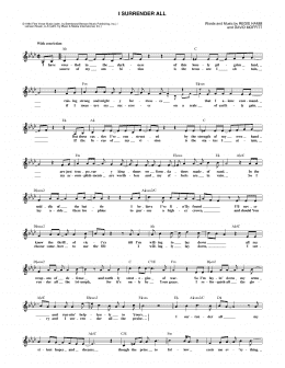 page one of I Surrender All (Lead Sheet / Fake Book)