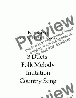 page one of 3 Duets Folk Melody Imitation Country Song 