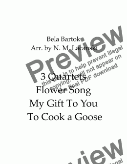 page one of 3 Quartets Flower Song My Gift To You To Cook a Goose