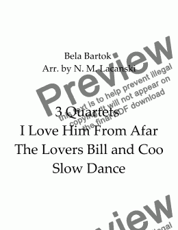 page one of  3 Quartets I Love Him From Afar The Lovers Bill and Coo Slow Dance