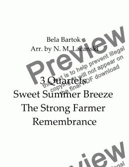 page one of 3 Quartets Sweet Summer Breeze The Strong Farmer Remembrance 