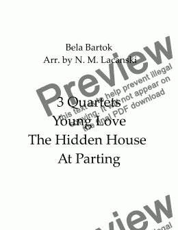 page one of  3 Quartets Young Love The Hidden House At Parting