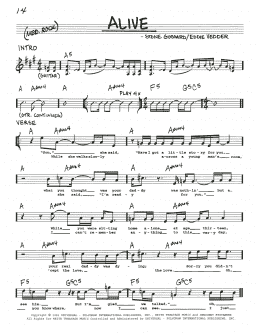 page one of Alive (Real Book – Melody, Lyrics & Chords)