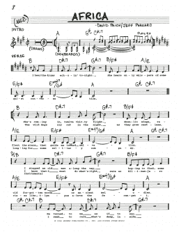 page one of Africa (Real Book – Melody, Lyrics & Chords)