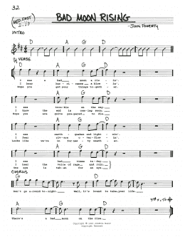 page one of Bad Moon Rising (Real Book – Melody, Lyrics & Chords)