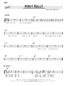 page one of Wooly Bully (Real Book – Melody, Lyrics & Chords)