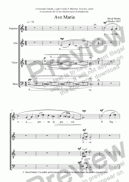page one of Ave Maria  (Italian Text)  SATB (Revision III)