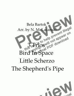 page one of 3 Trios Bird In Space Little Scherzo The Shepherd's Pipe 