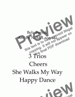 page one of 3 Trios Cheers She Walks My Way Happy Dance 